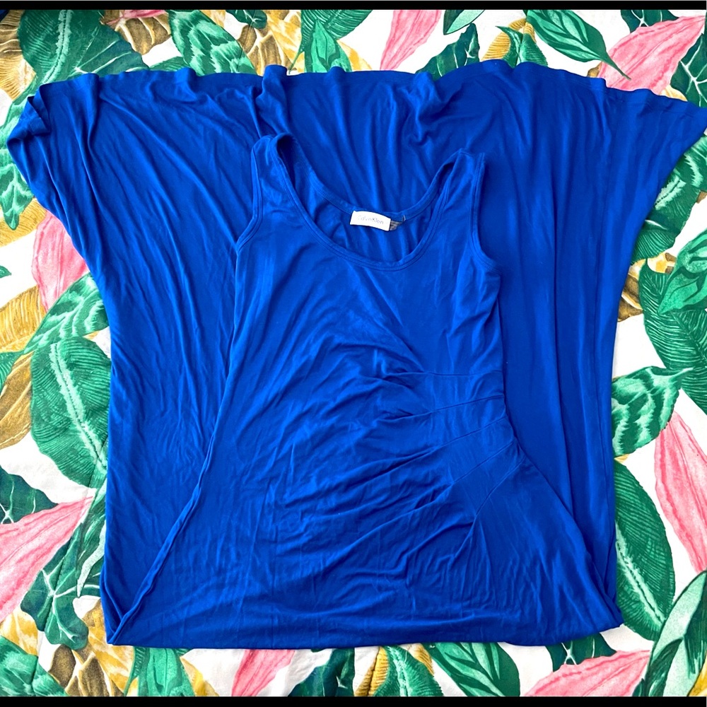 Calvin Klein Blue Rouched Maxi Dress